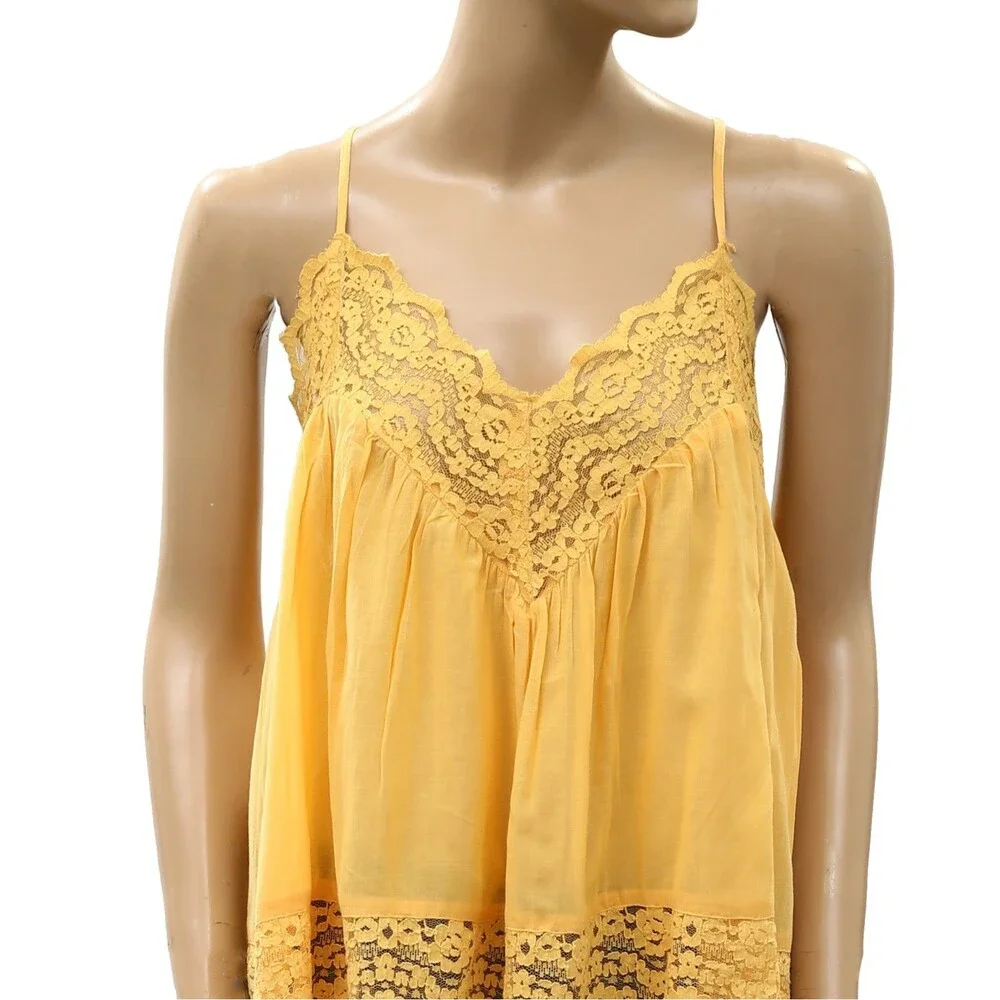Intimately Free People Fiona Cami Blouse Top Tank Sleeveless Lace Slip M 288889